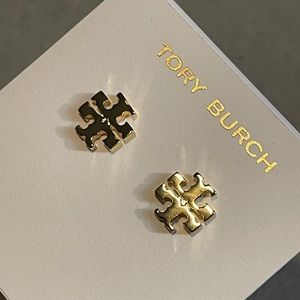 Tory Burch Gold Logo Stud Earrings